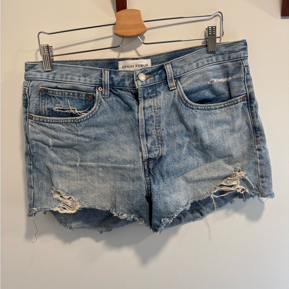 Aritzia Blue Distressed Jean Shorts - Ex Boyfriend Jean - US Size 30